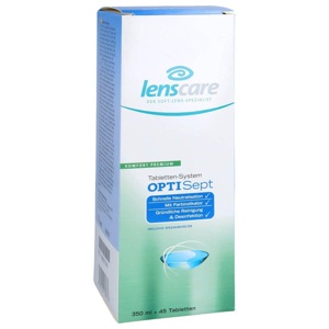 LENSCARE OptiSept Kombip.350 ml+45 Tabl.+1 Beh. Produktbild