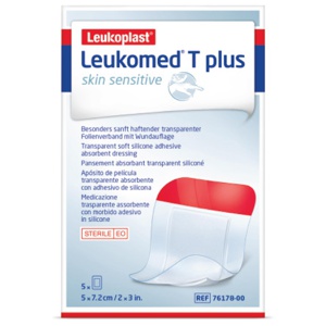 Leukomed T Plus Skin Sensitive sårbandasje 5 x 7,2 cm 5 stk produktbilde