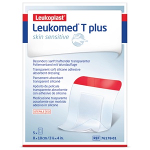Leukomed T Plus Skin Sensitive sårbandasje 8 x 10 cm 5 stk produktbilde