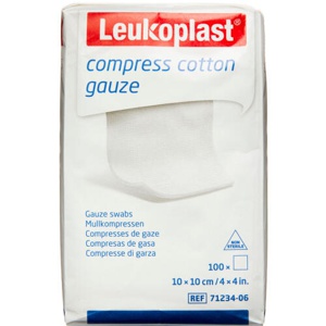 Leukoplast Compress Cotton Gauze 10 x 10 cm 12 lags 100 stk produktbillede