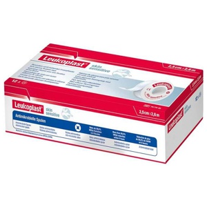 Leukoplast® skin sensitive 2,5 cm x 2,6 m ohne Schutzring, 12 St Pflaster Produktbild