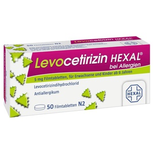 LEVOCETIRIZIN HEXAL bei Allergien 5 mg Filmtabl. Produktbild