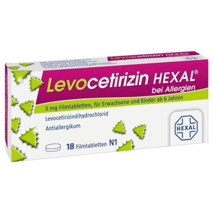 LEVOCETIRIZIN HEXAL bei Allergien 5 mg Filmtabl. Produktbild