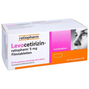 LEVOCETIRIZIN-ratiopharm 5 mg Filmtabletten Produktbild