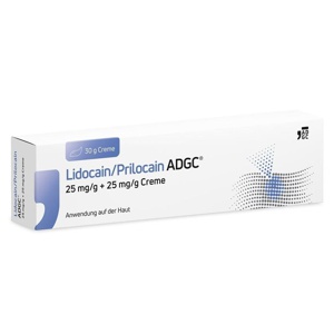 Lidocain / Prilocain ADGC 25 mg / g + 25 mg / g Creme, 30 g Creme Produktbild