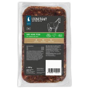LIEBESGUT Hundefutter Barf-Menü Pferd mit Gemüse und Obst 14x400 g Produktbild