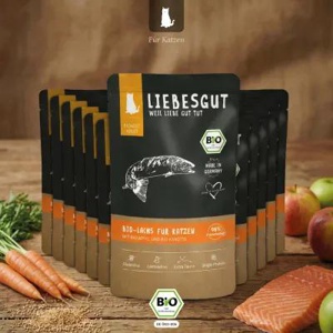 LIEBESGUT Katzenfutter Bio-Lachs mit Bio-Apfel und Bio-Karotte Produktbild