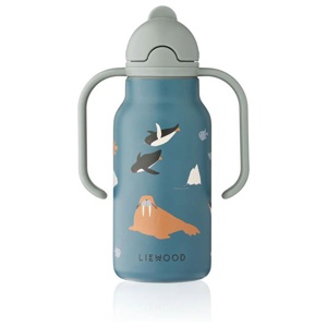 LIEWOOD sugrörsflaska Kimmie rostfri med handtag arctic sea produkt bild