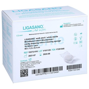 Ligasano weiß Wundband mikro 0,4x1,5x50 cm steril 10 Stück Produktbild