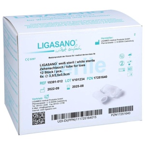 LIGASANO weiß Zehenschlauch 3,5x6 cm steril groß Produktbild