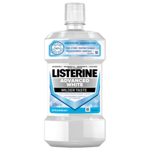 Listerine Milder Taste Mouthwash Advanced White 500 ml produktbilde