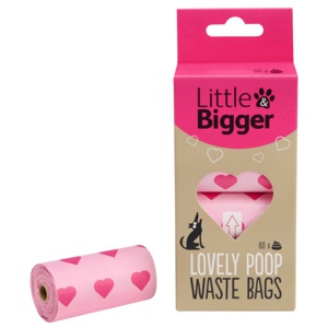 Little&Bigger Lovely Bajspåsar med Hjärtan Rosa 60-pack produkt bild
