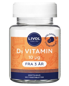 Livol D3 Vitamin Tyggetabelet 210 stk. Produktbild