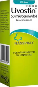Livostin, nässpray, suspension 50 mikrogram/dos McNeil Sweden AB, 150 doser produkt bild