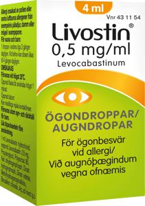 Livostin, ögondroppar, suspension 0,5 mg/ml McNeil Sweden AB, 4 ml produkt bild