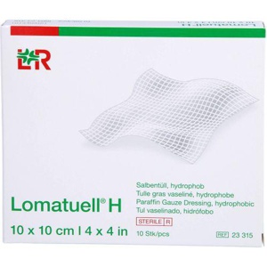 LOMATUELL H Salbentüll 10x10 cm steril 10 St Verband Produktbild