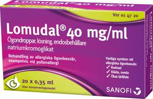 Lomudal, ögondr, lösn, endosbehållare 40 mg/ml, 1 X 20 doser produkt bild