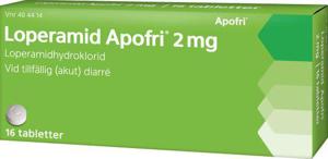 Loperamid Apofri 2 mg Loperamid, Tablett, 16 tablett(er) produkt bild