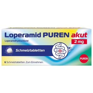 LOPERAMID PUREN akut 2 mg Schmelztabletten Produktbild