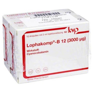 Lophakomp B 12 3000 µg Injektionslösung, 20X2 ml Injektionslösung Produktbild