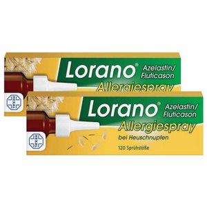 Lorano Azelastin / Fluticason Allergiespray bei Heuschnupfen, 2x23 g Nasenspray Produktbild