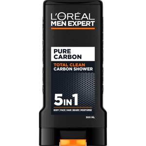 L'Oréal Paris Men Expert Shower Gel Total Clean Total Action with Carbon - 300 ml produktbillede