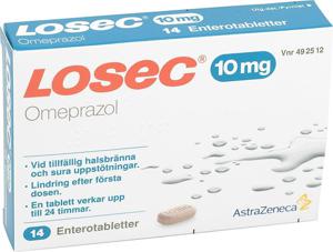 Losec enterotablett 10 mg 14 st produkt bild