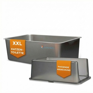 lucky kitty XXL Katzentoilette Edelstahl mit Haube Produktbild