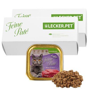 Lyra Pet Lecker.Pet Emily's Feine Paté Reich an Rind Katzenfutter Nassfutter Vollnahrung 17x100 g Produktbild