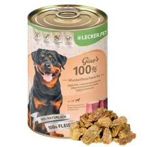 Lyra Pet Lecker.Pet Gino's 100 % Muskelfleischwürfel Rind & Schwein Hundefutter Nassfutter 6x400 g Produktbild