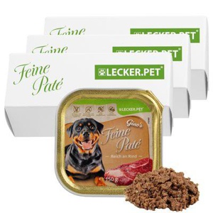 Lyra Pet Lecker.Pet Gino's Feine Paté Reich an Rind Hundefutter Nassfutter Vollnahrung 11x150 g Produktbild
