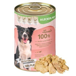 Lyra Pet Lecker.Pet Luna's 100 % Huhn und Pute Hundefutter Nassfutter 6x400 g Produktbild