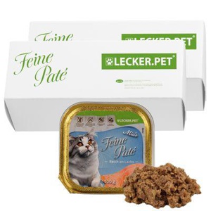 Lyra Pet Lecker.Pet Mia's Feine Paté Reich an Lachs Katzenfutter Nassfutter Vollnahrung 17x100 g Produktbild
