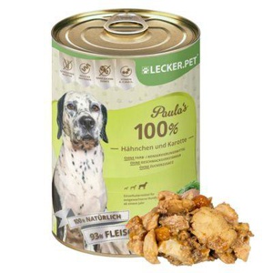 Lyra Pet Lecker.Pet Paula's 100 % Hähnchen und Karotte Hundefutter Nassfutter 6x400 g Produktbild