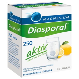 Magnesium Diasporal 250 aktiv Brausetabletten, 20 St Brausetabletten Produktbild