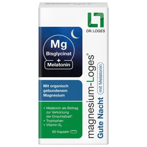 magnesium-Loges Gute Nacht mit Melatonin 60 St Kapseln Produktbild