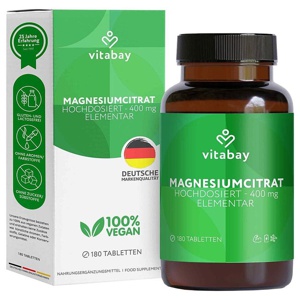 Magnesiumcitrat 200 mg vegan hochdosiert Tabletten, 180 St Tabletten Produktbild