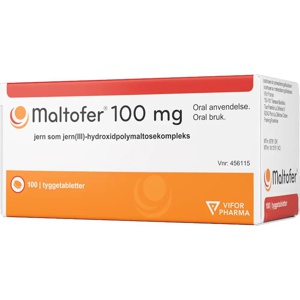Maltofer 100 mg Jern Tyggetabletter 100 stk produktbilde