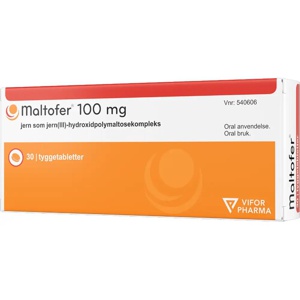 Maltofer 100 mg Jern Tyggetabletter 30 stk produktbilde