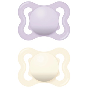 MAM Air Silicone Smokk, 0-6 mnd, lilla/creme, 2 stk. produktbilde