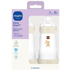 MAM Easy Start Anti-Colic Sutteflaske 260 ml, Neutral - 2 stk. produktbillede