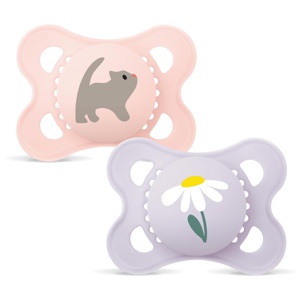 MAM Original Naturgummi Smokk, 0-6 mnd, rosa/lilla, 2 stk. produktbilde