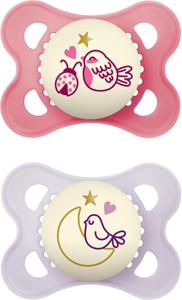 MAM Original Night 0-6m Silk Teat Pink 2 st produkt bild