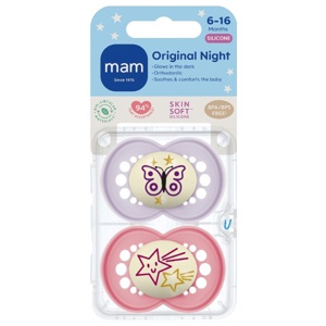 MAM Original Night Sut 6-16 mdr., Pink/Lilla - 2 stk. produktbillede