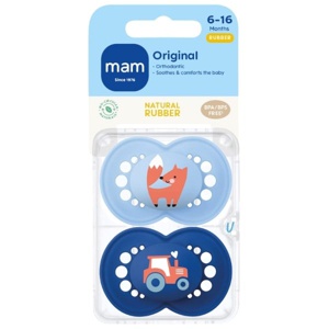 MAM Original Naturgummi Sut Blå/Grøn 6-16 mdr. - 2 stk. produktbillede