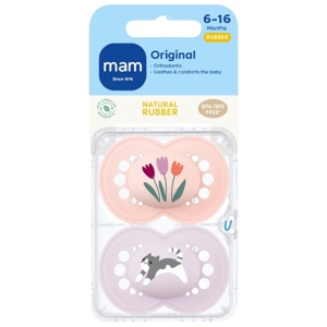 MAM Original Naturgummi Sut Pink/Lilla 6-16 mdr. - 2 stk. produktbillede