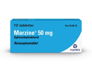 Marzine 50 mg tabletter 10 stk produktbilde