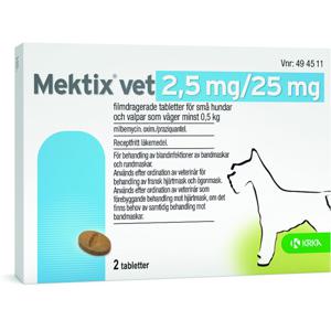 Mektix vet, filmdragerad tablett 2,5 mg/25 mg, 2 st produkt bild