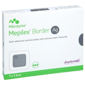 Mepilex Border Ag Schaumverband 7x7,5 cm steril 5 Stück Produktbild