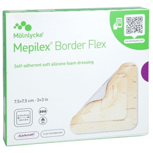 Mepilex Border Flex Schaumverband haft.7,5x7,5 cm, 5 St Verband Produktbild